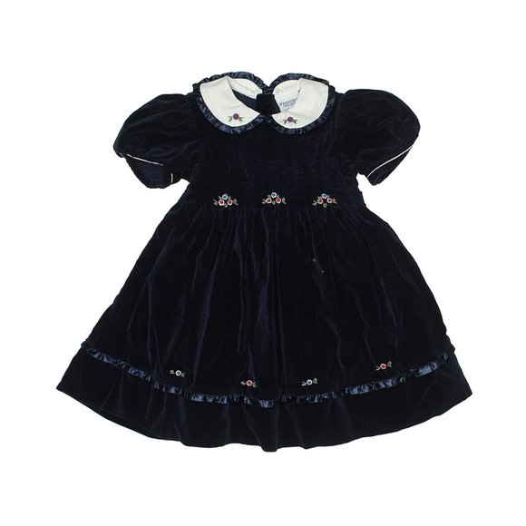 Friedknit Creations Navy Blue Velvet Dress - Picture 1 of 3